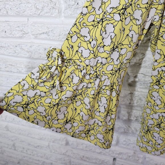 Liz Claiborne Womens Top XXL Plus 3/4 Bell Tied Sleeve Yellow Floral FLO232E - Picture 5 of 9